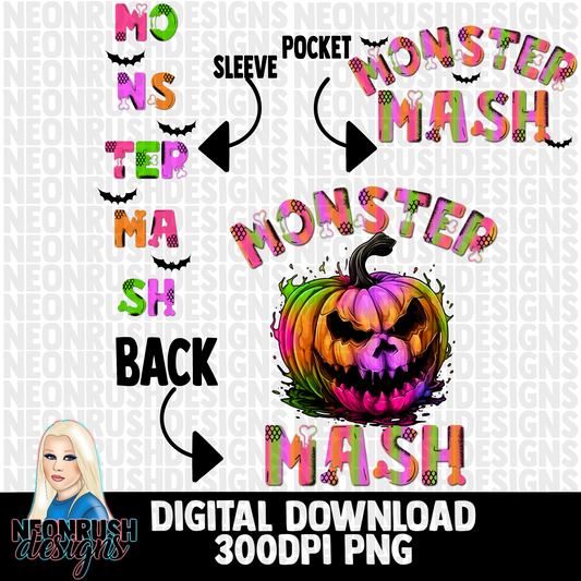 MonsterMash, pocket, back and sleeve png digital download