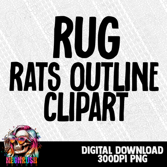 RUG——RATS clipart bundle 10 pngs outlines digital download