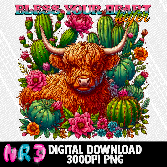 Bless you heart heifer png digital download