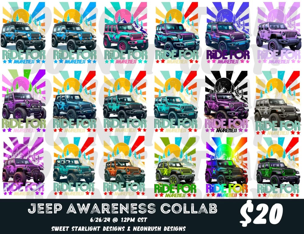 Jeep awareness collab 52 files all digital downloads png and tumbler wraps