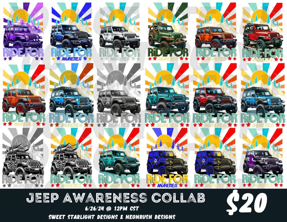 Jeep awareness collab 52 files all digital downloads png and tumbler wraps