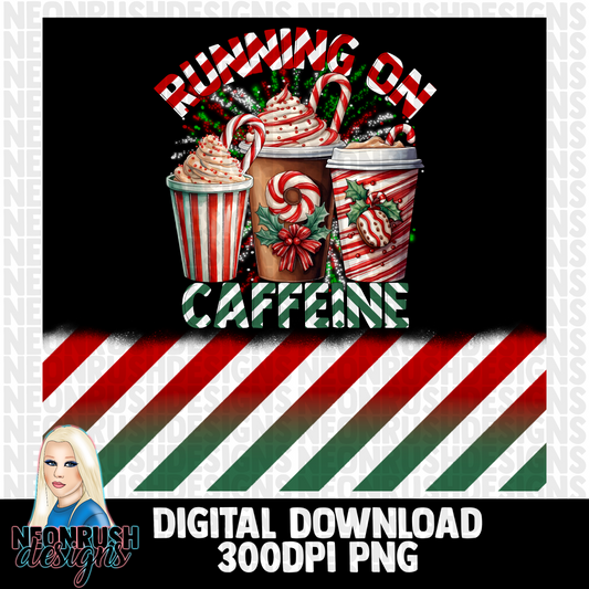 Caffeine Christmas tumbler wrap digital download