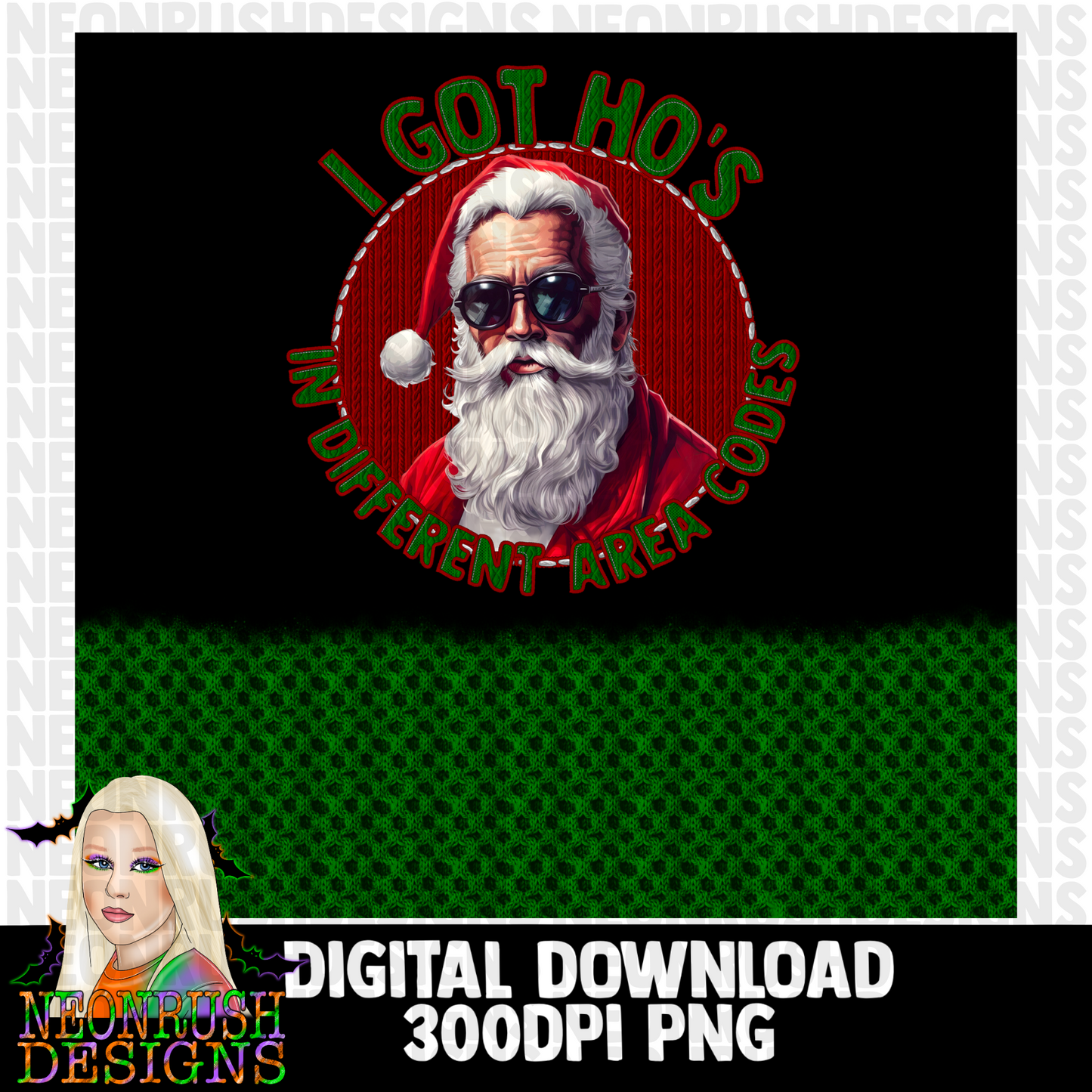 Embroidery Santa tumbler wrap digital download