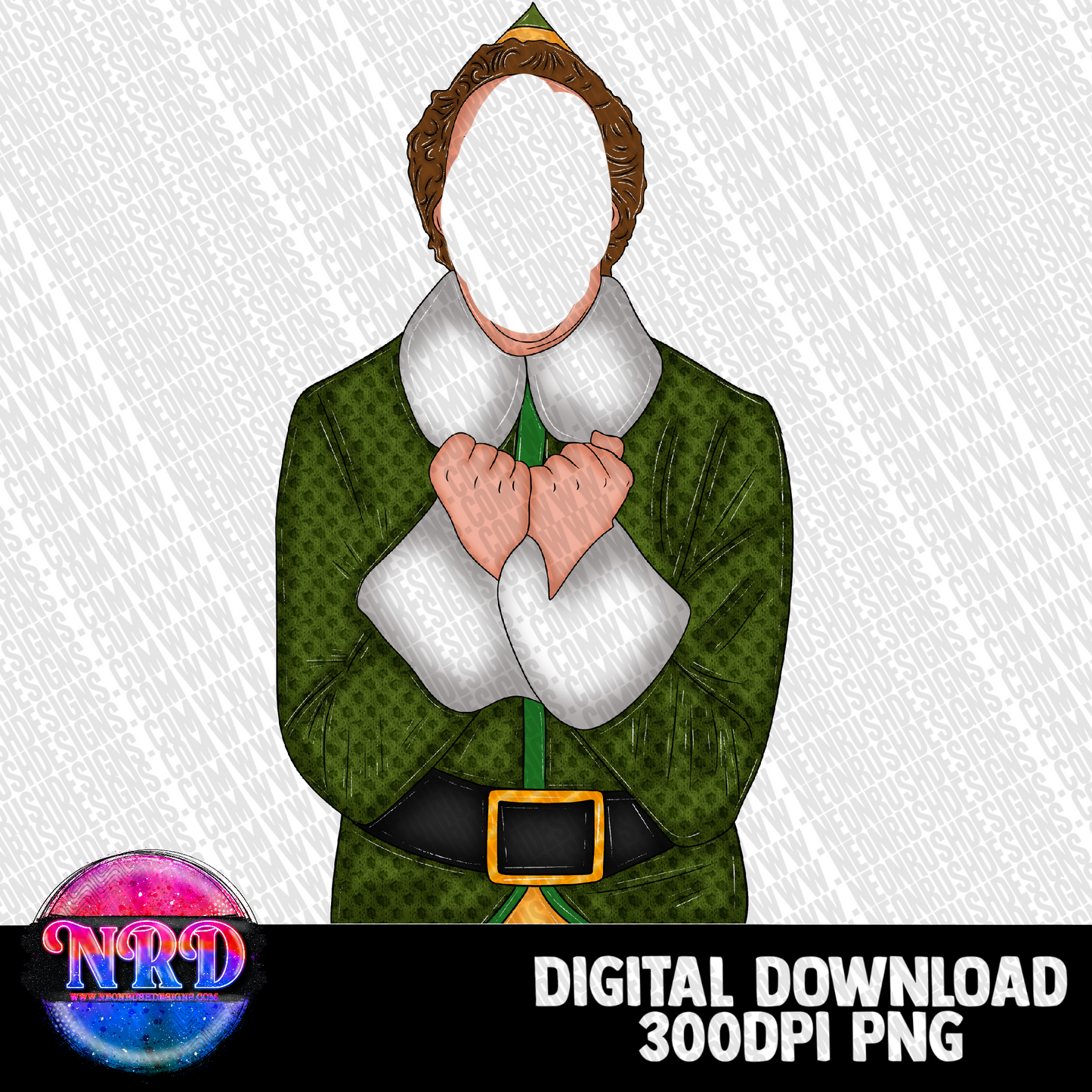 Christmas an elf hand drawn clipart png digital download