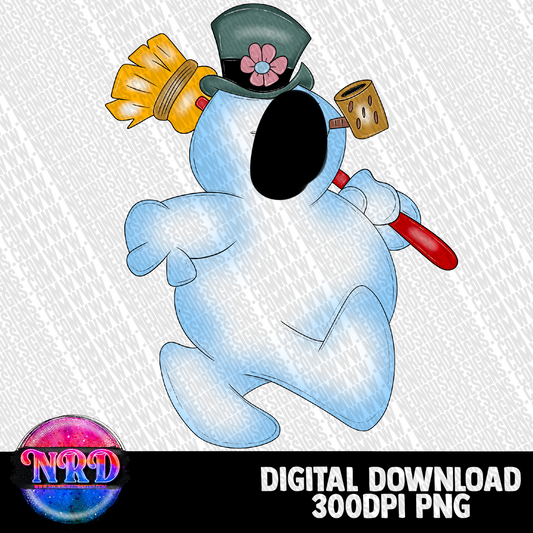 Snow man hand drawn clipart png digital download