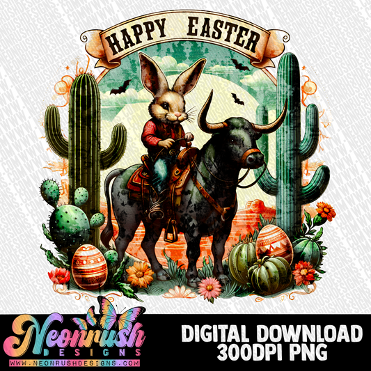 Western Easter bunny happy Easter png digital download