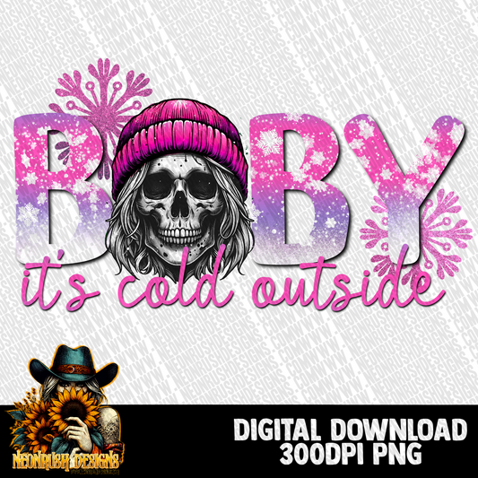 Baby cold outside pink png digital download