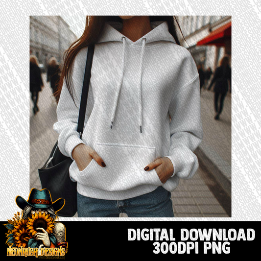 White tee hoodie mock up digital download