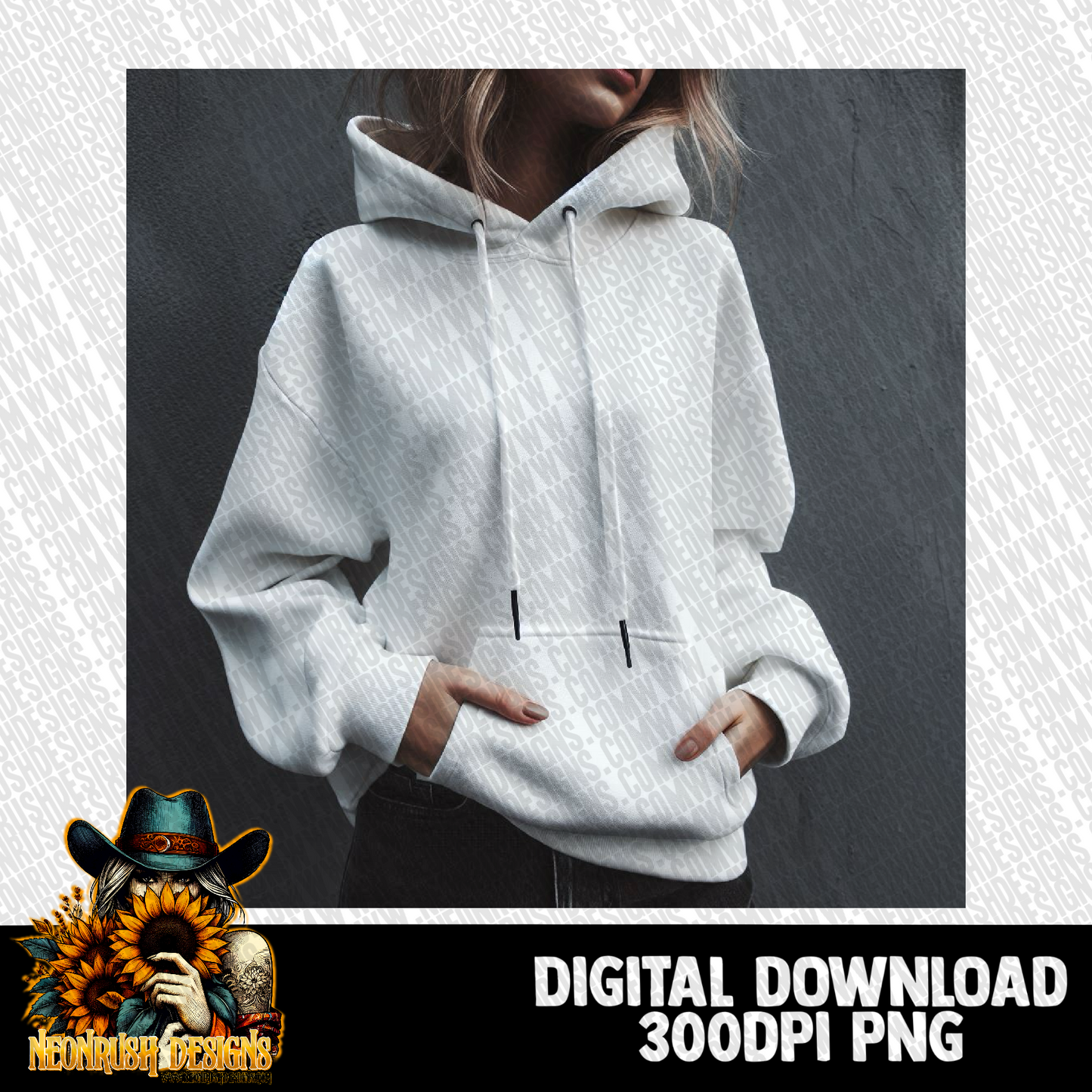 White tee hoodie mock up digital download