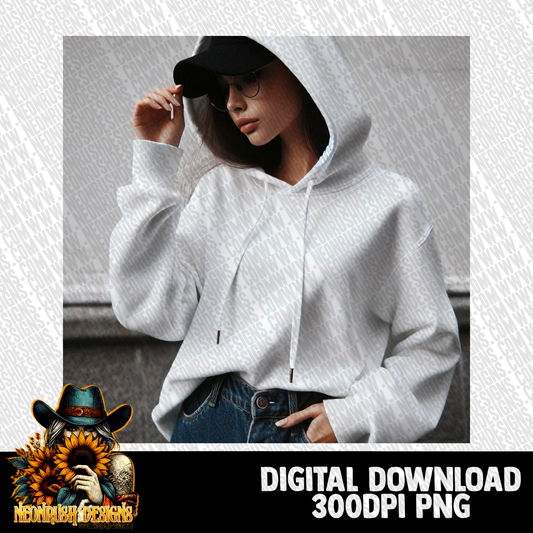 White tee hoodie mock up digital download