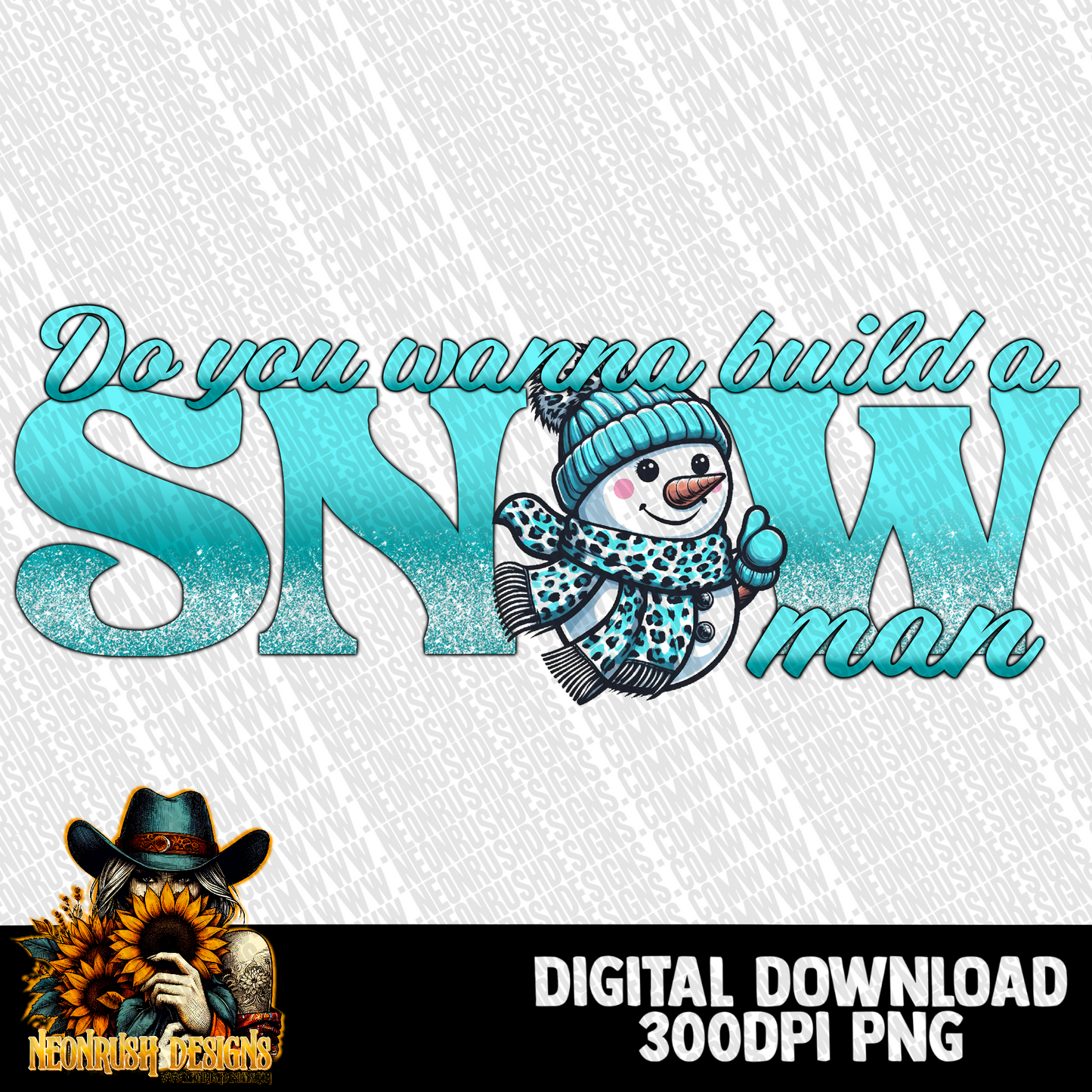 Build a snowman blue png digital download