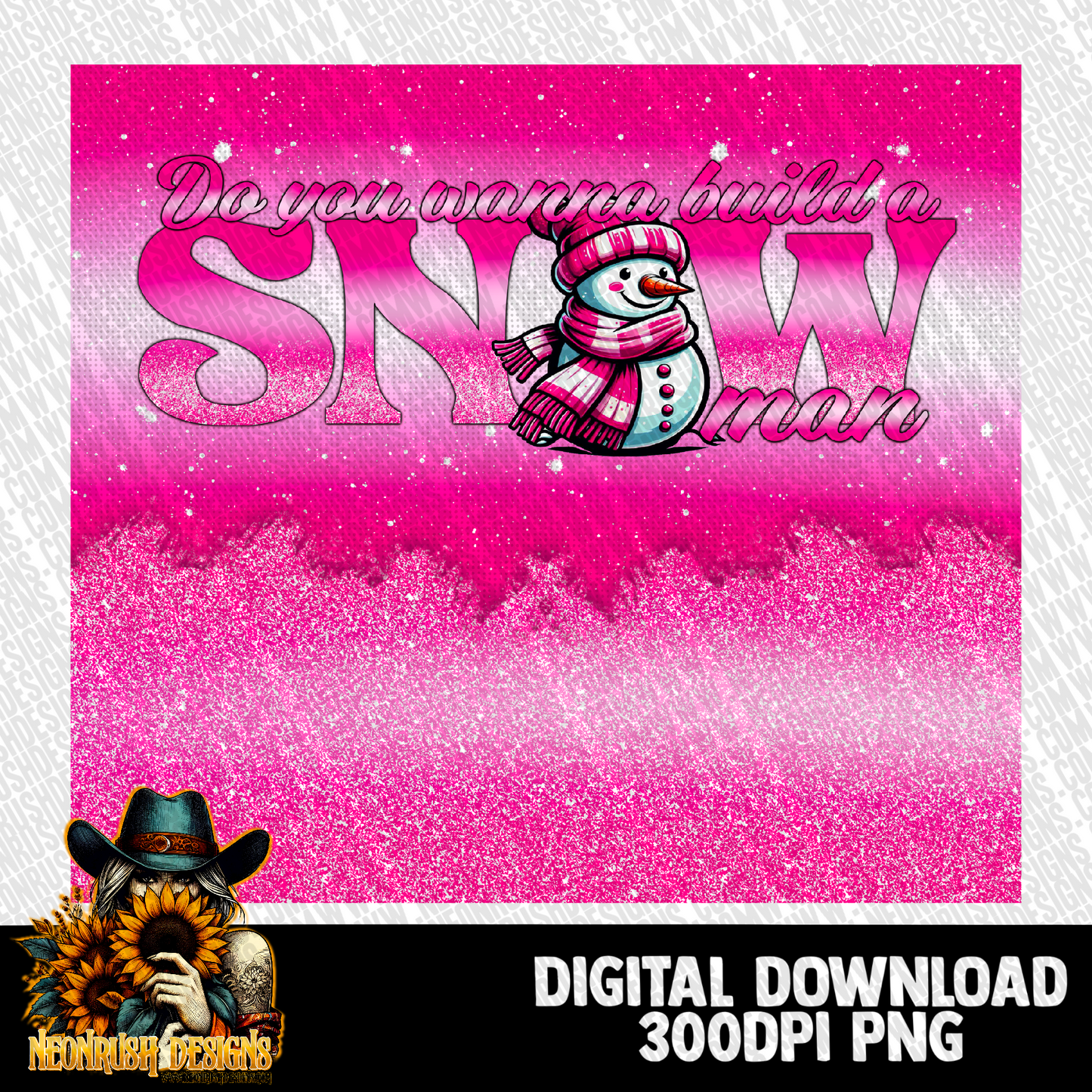 Build a snowman pink tumbler wrap digital download