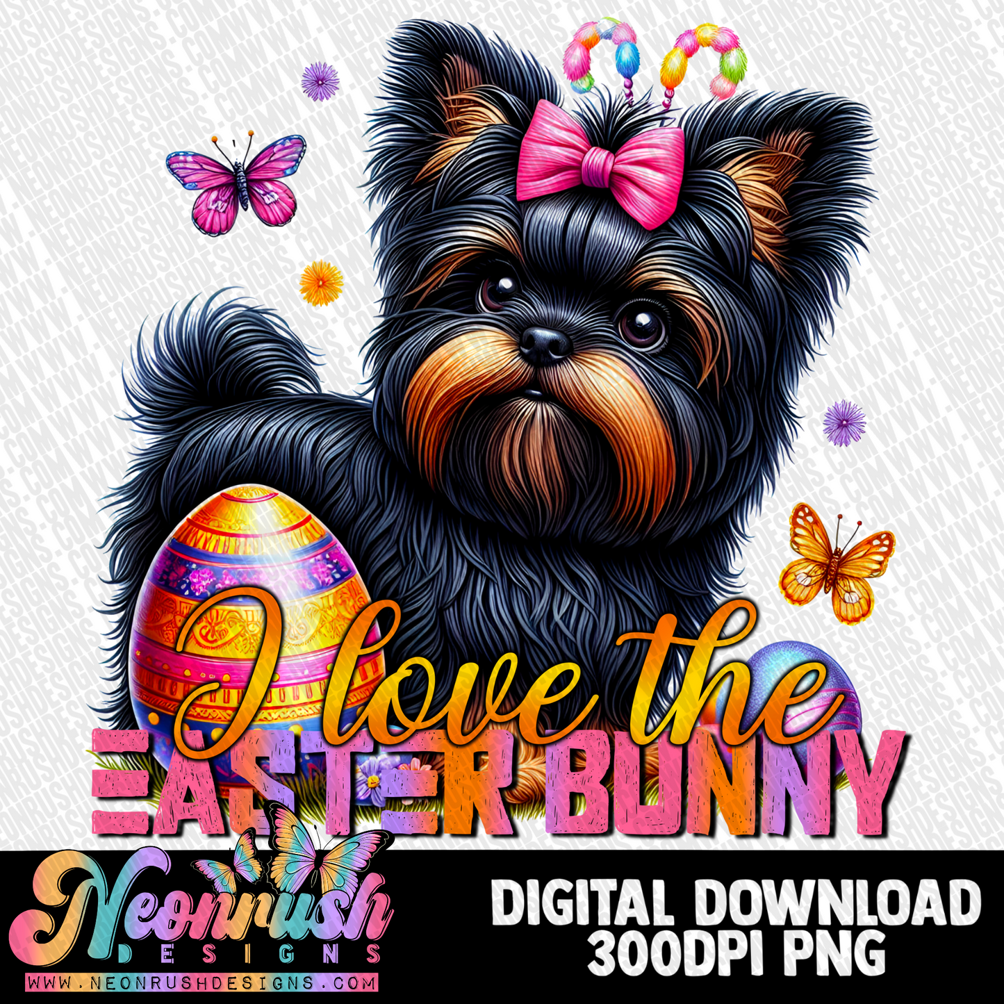 I love the easter bunny Affenpinscher png digital download