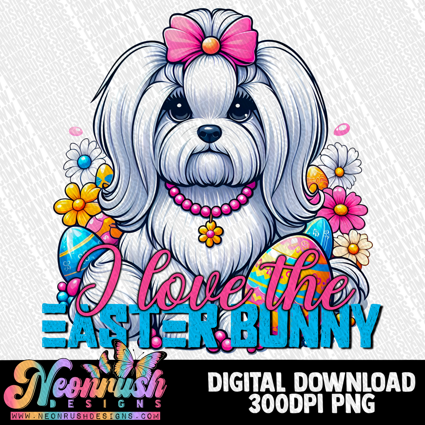 I love the easter bunny Maltese dog png digital download