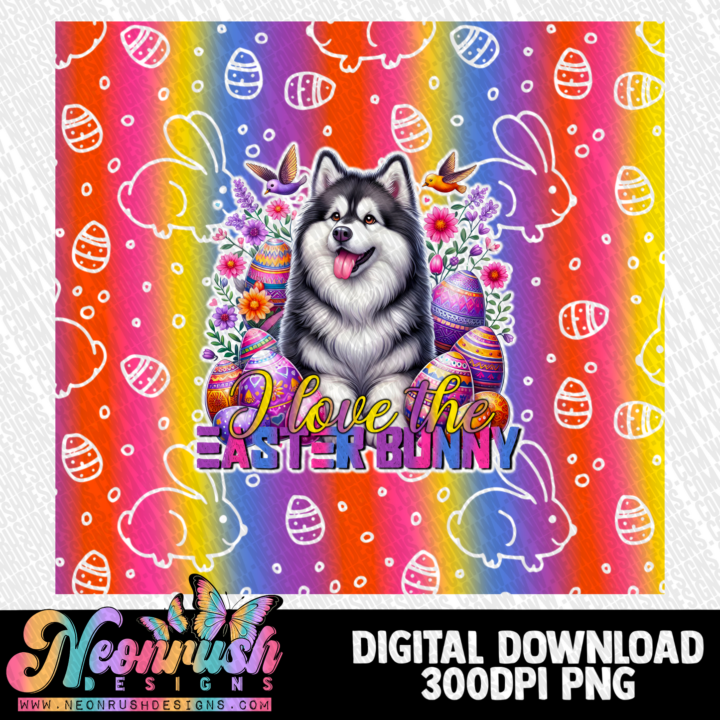 I love the Easter bunny Alaskan malamute tumbler wrap digital download