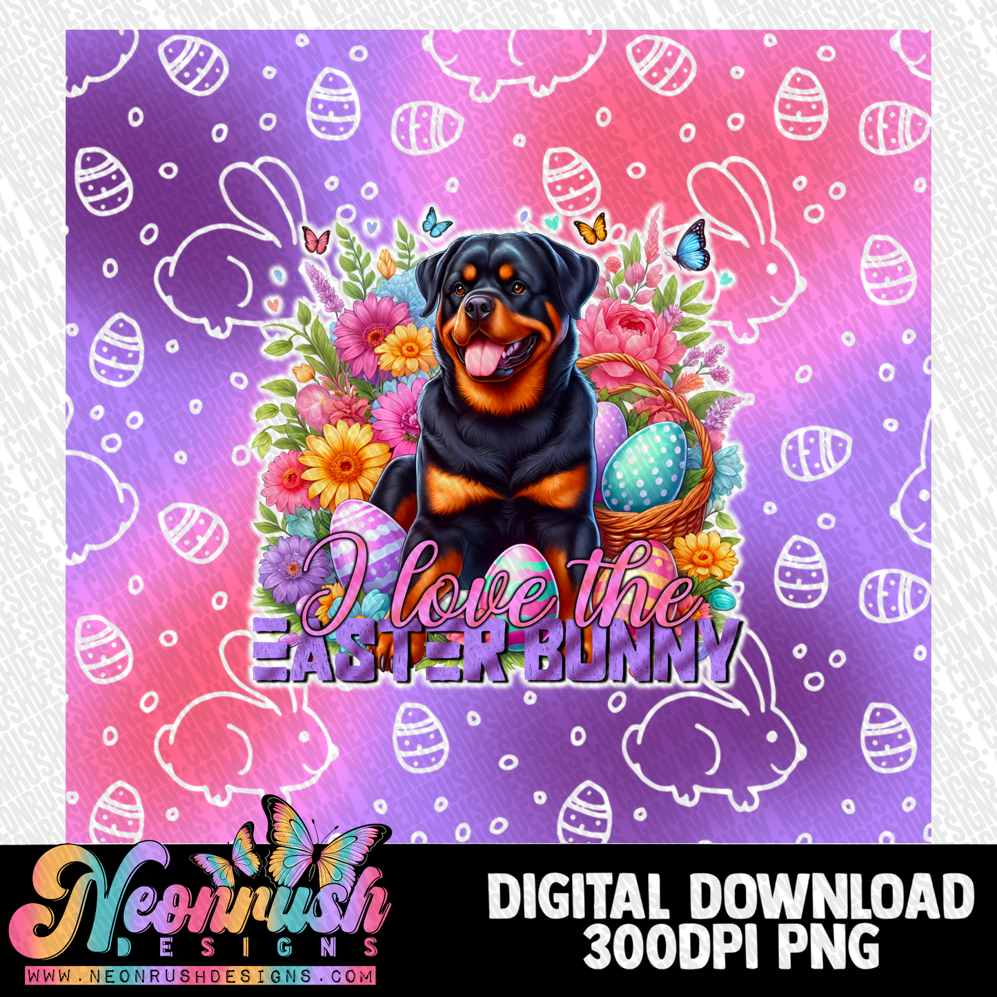 I love the Easter bunny Rottweiler tumbler wrap digital download