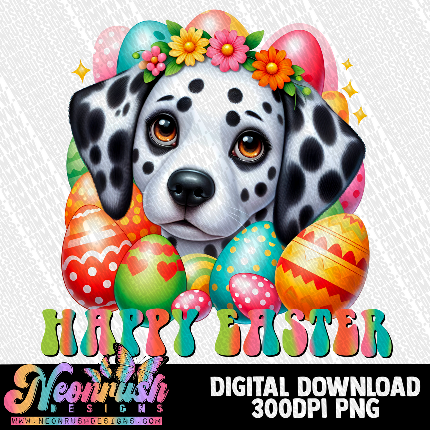 Happy Easter Dalmatian  png digital download