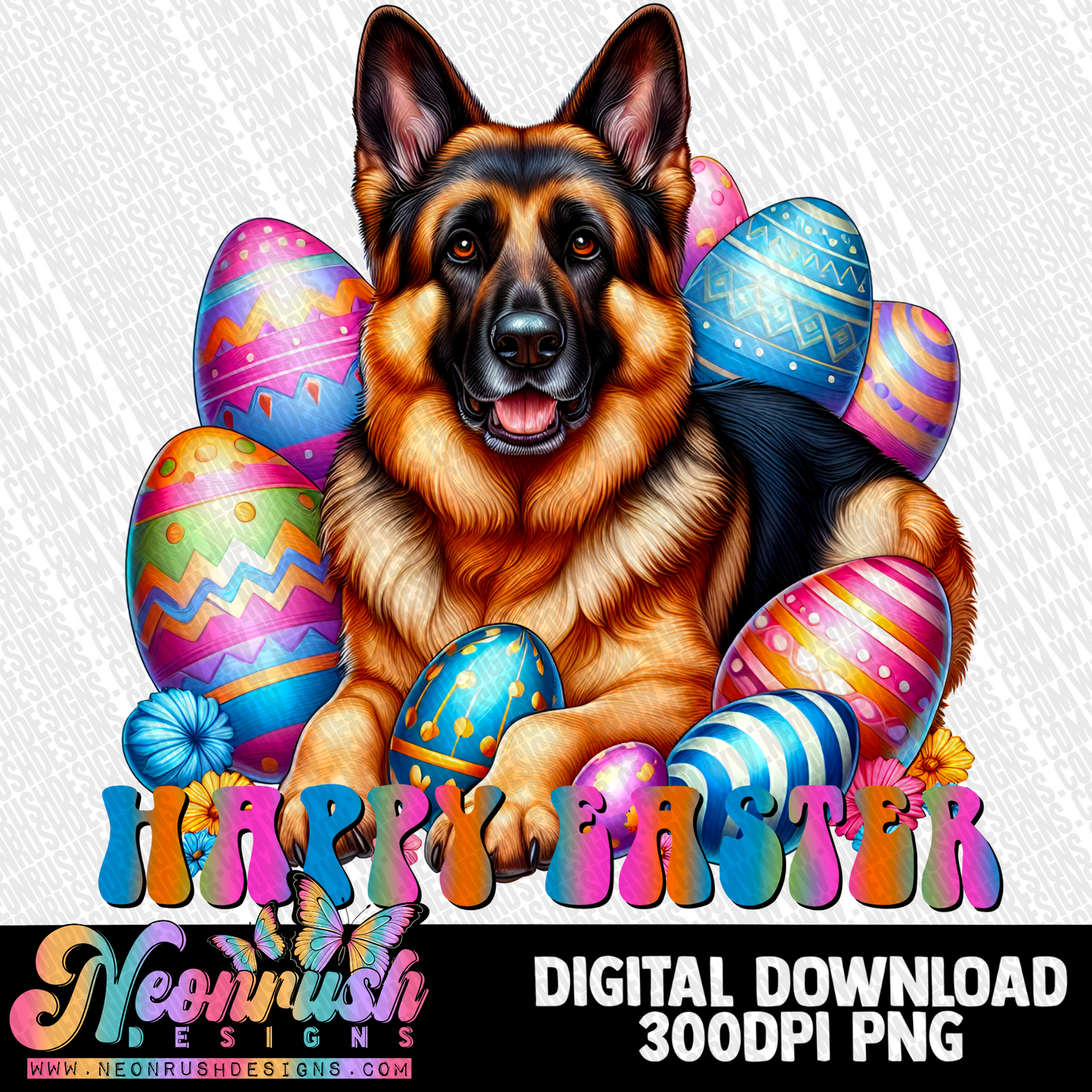 Happy Easter German shepherd png digital download