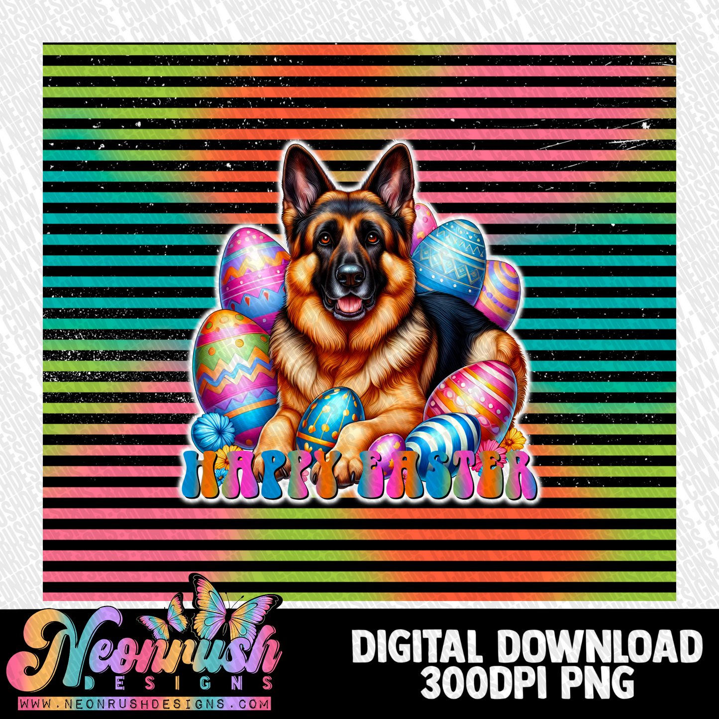 Happy Easter German shepherd tumbler wrap digital download