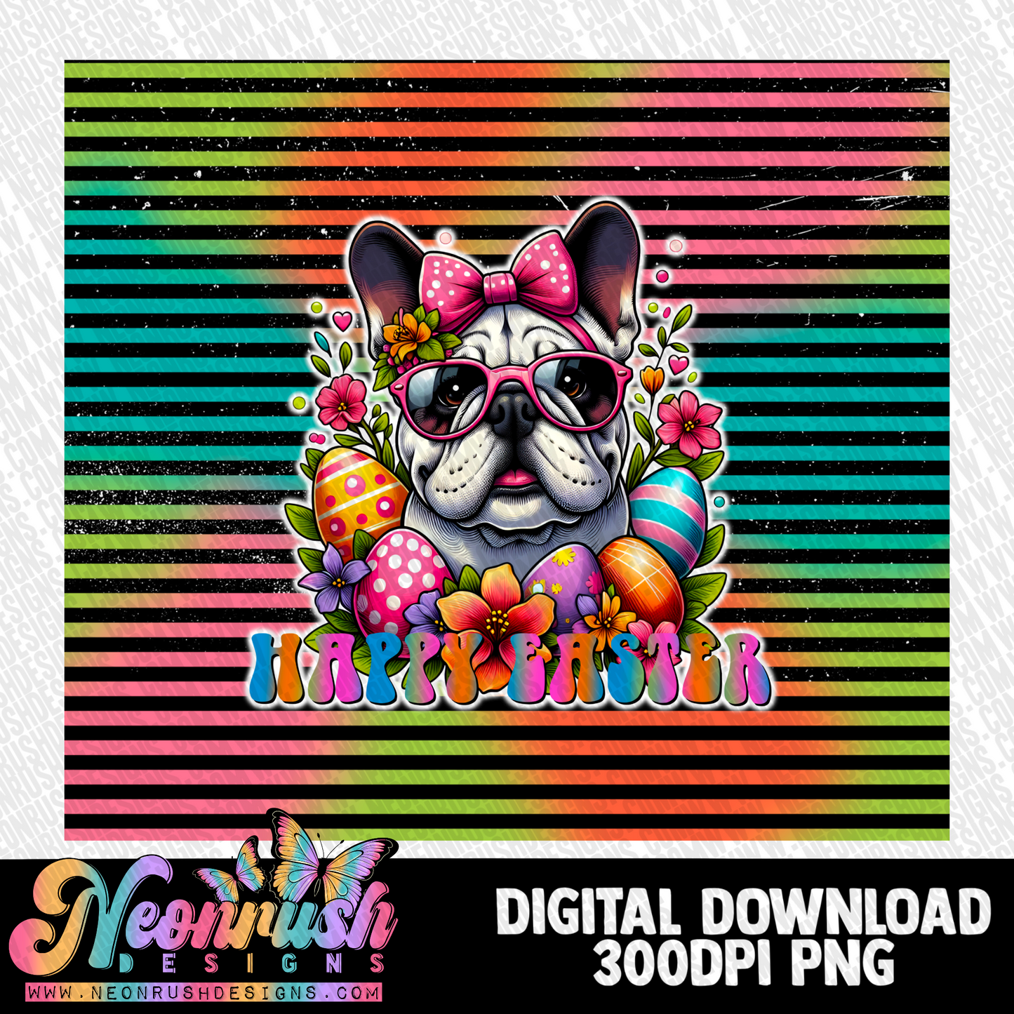 Happy Easter bulldog tumbler wrap digital download