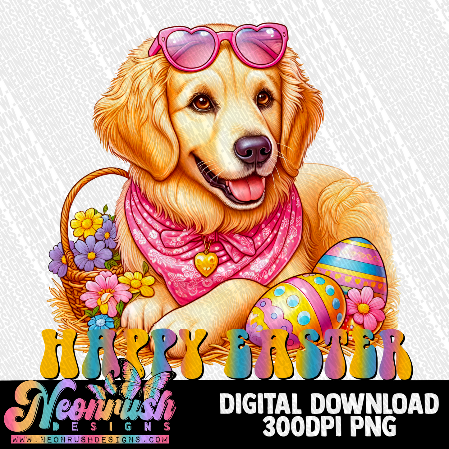 Happy Easter Golden Retriever png digital download