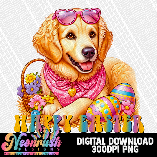 Happy Easter Golden Retriever png digital download