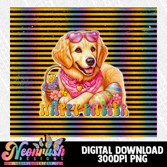 Happy Easter Golden Retriever tumbler wrap digital download