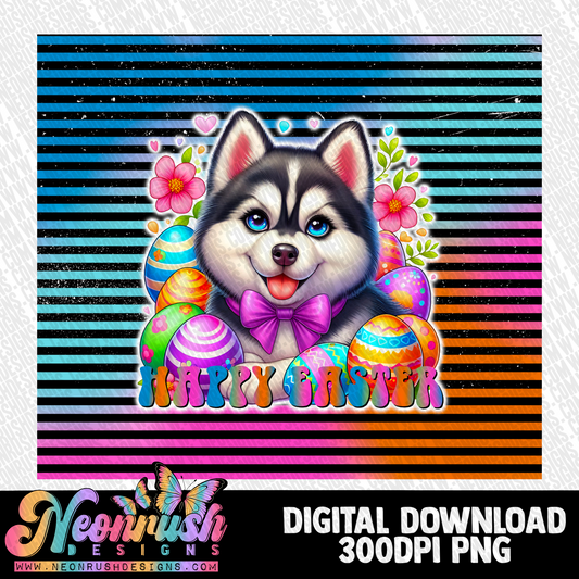 Happy Easter French Siberian Husky tumbler wrap digital download