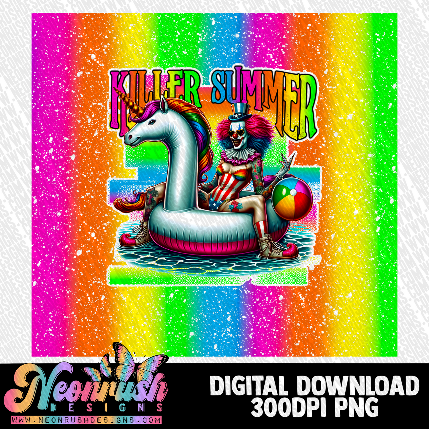 Clown killer summer tumbler wrap digital download