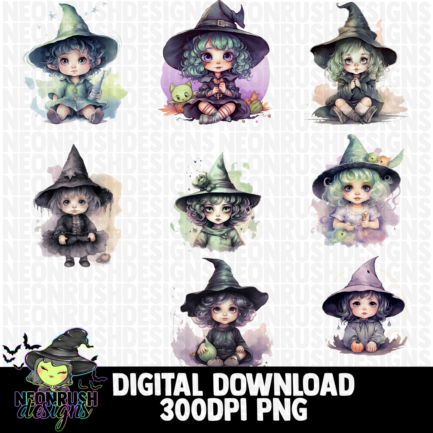 Baby witches 8 png digital download