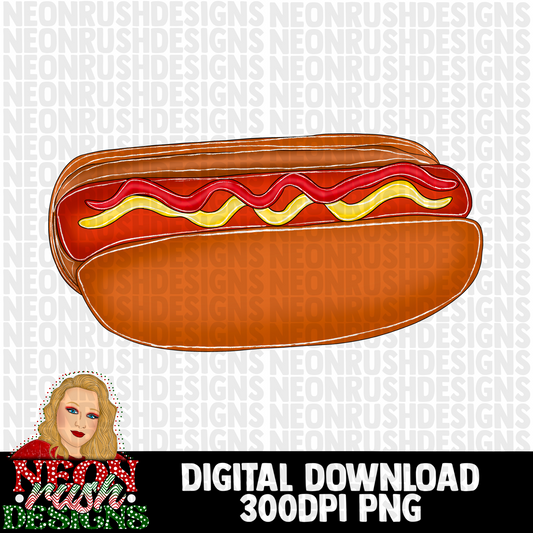 Hotdog hand drawn clipart png digital download