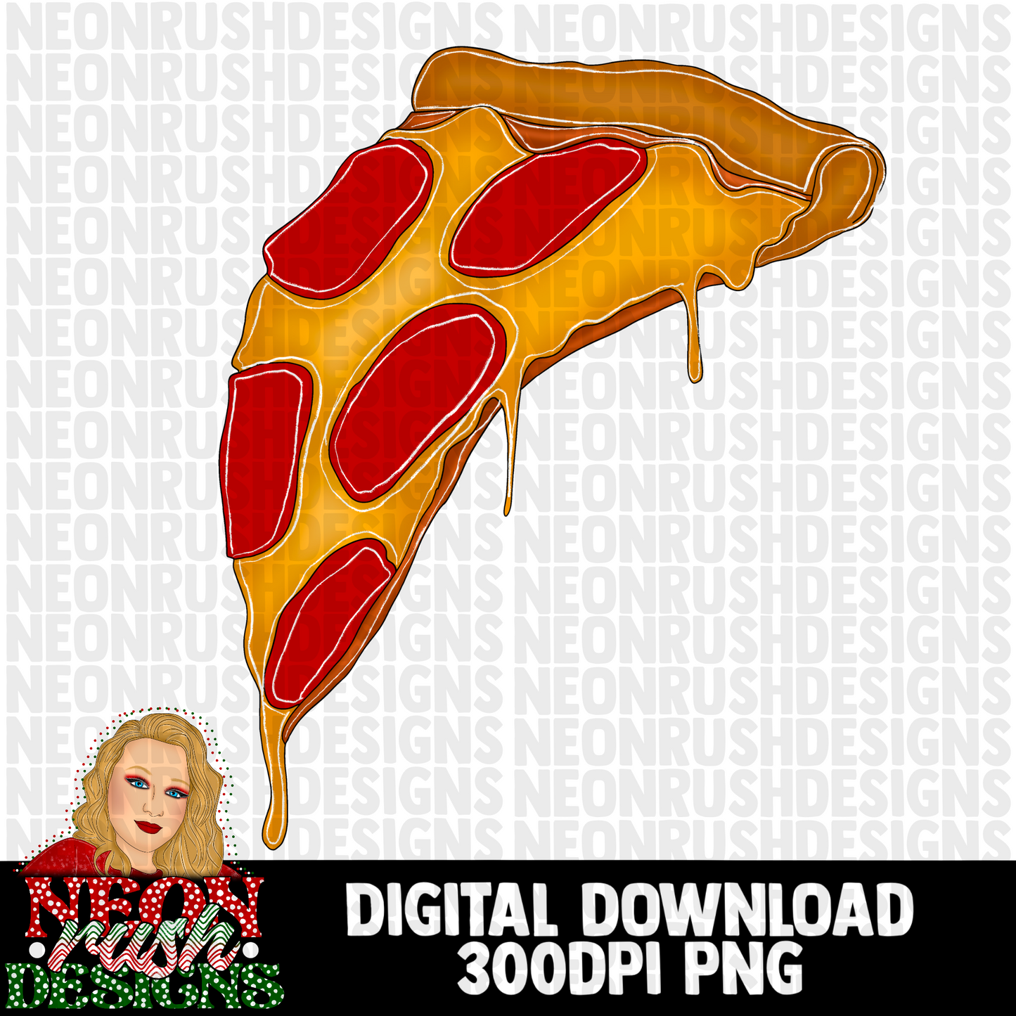 Pizza slice hand drawn clipart png digital download