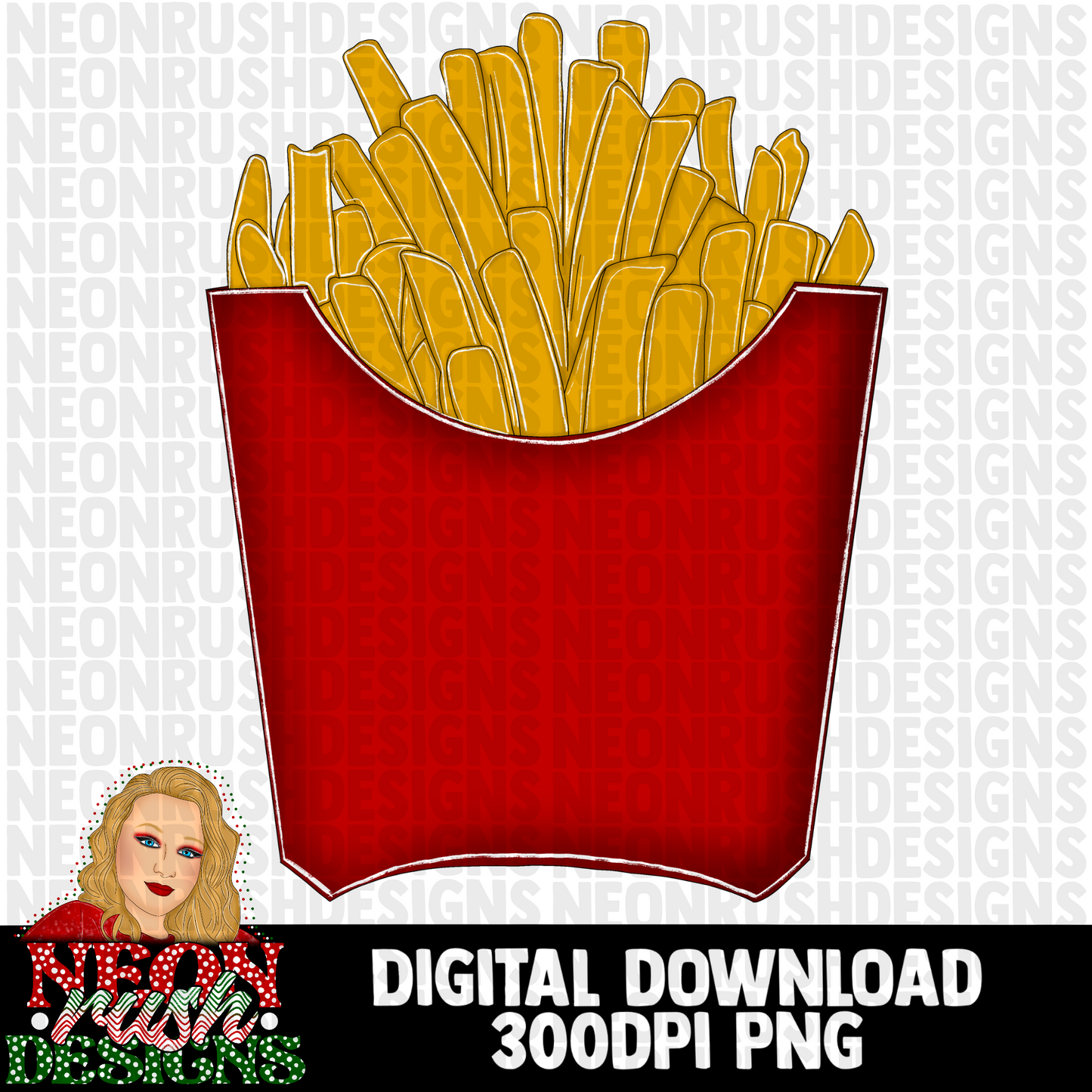 French fries hand drawn clipart png digital download