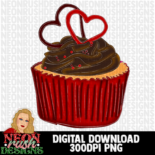 Heart cup cake  hand drawn clipart png digital download