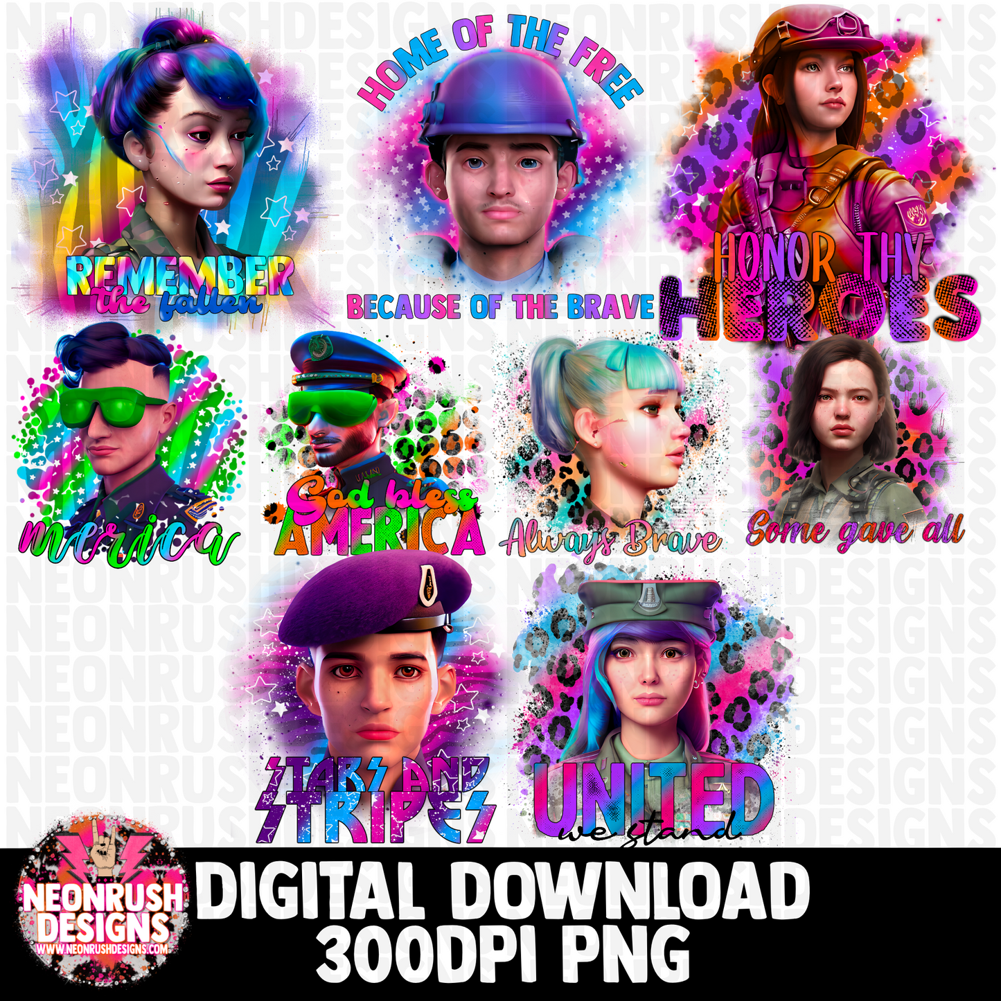 AI LF inp Memorial Day bundle 9 pngs digital download